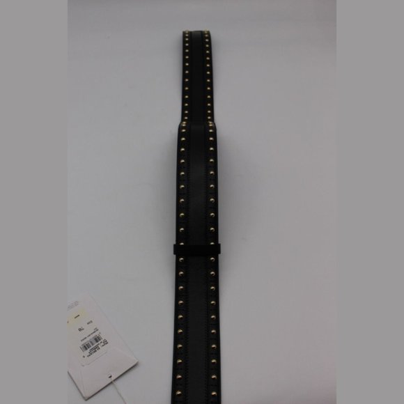 $1050 Salvatore Ferragamo Women's Black Leather W/Gold Studs Size 70 - Picture 3 of 5